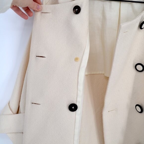 3.1 Phillip Lim Double Breasted Short Coat Cream Cotton 3/4 Sleeve Women's 2 - Picture 5 of 12